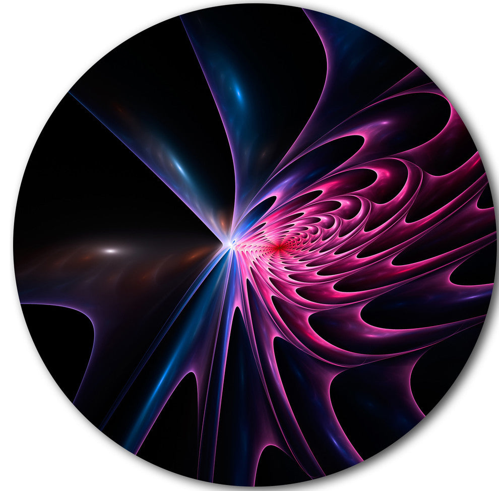 Blue Fractal Light Art In Dark, Abstract Abstract Disc Artwork, 23"