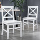 GDF Studio Truda Farmhouse Acacia Wood Dining Chairs, Set of 2, White