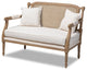Baxton Studio Clemence Ivory Upholstered Whitewashed Wood Armchair