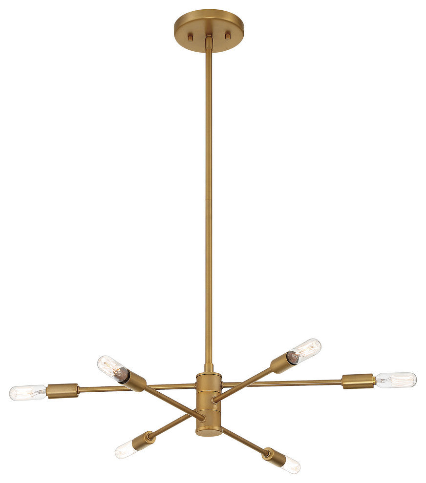 Lyrique 6-Light Chandelier, Warm Brass