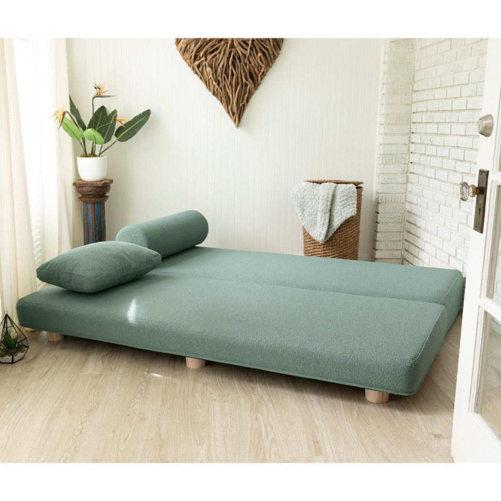 Jaxx Avida Daybed, Fold Out Queen Sleeper / Lounger Premium Boucle, Boucle Green