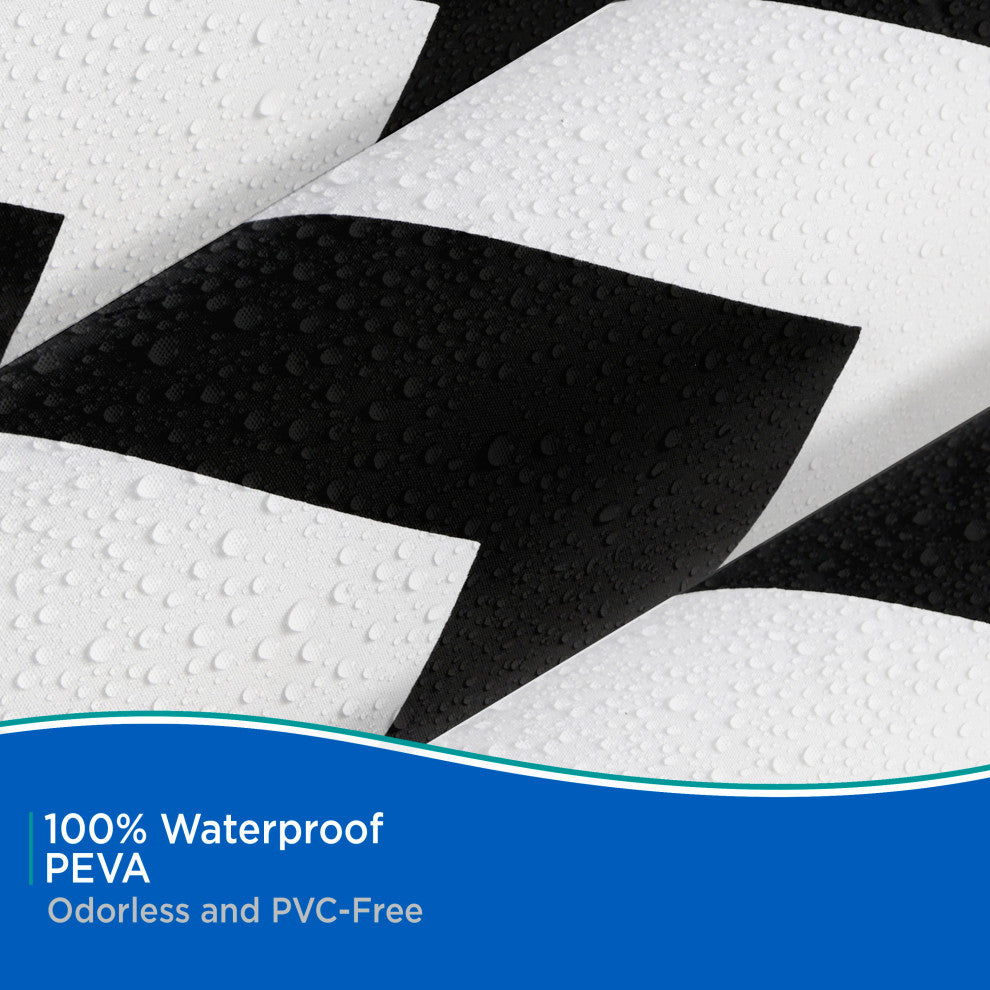 Medium Weight Decorative PEVA Shower Curtain Liner, 70 W x 72 H, Step Up Chevron