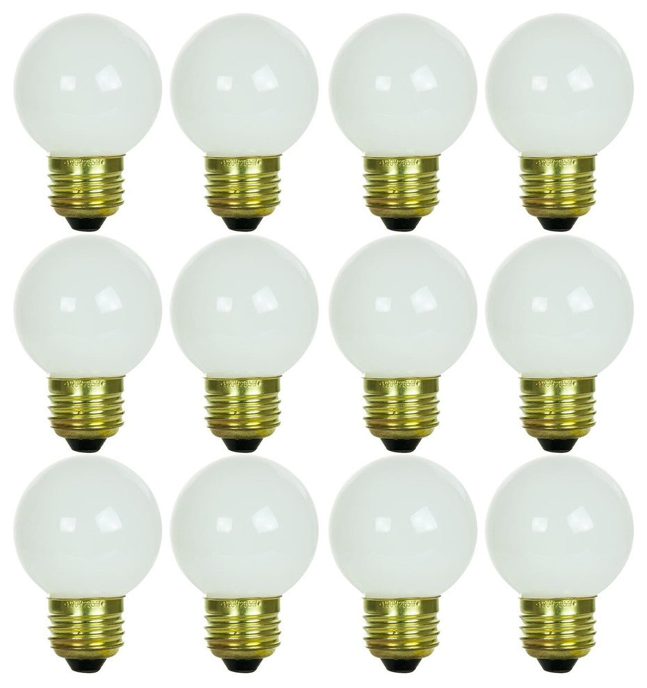 Sunlite Incandescent 25 Watt G16 Globe 150 Lumens White Light Bulb, 12 Pack