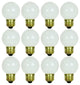 Sunlite Incandescent 25 Watt G16 Globe 150 Lumens White Light Bulb, 12 Pack
