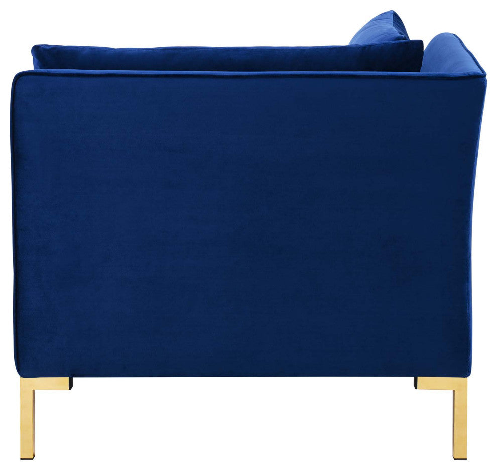 Sectional Sofa Set, Velvet, Blue Navy, Modern, Living Lounge Hotel Hospitality