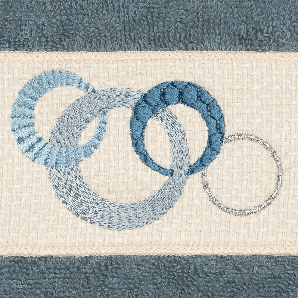 Linum Home Textiles Annabelle Embellished, Teal, Washcloth, 2-Piece Set