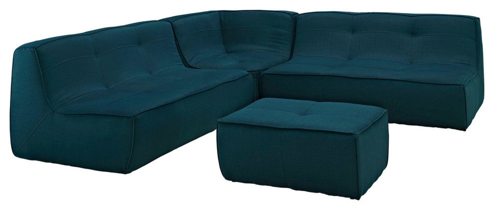 Modern Contemporary Living Room 4-Piece SetUpholstered Sectional Sofa Set Azure