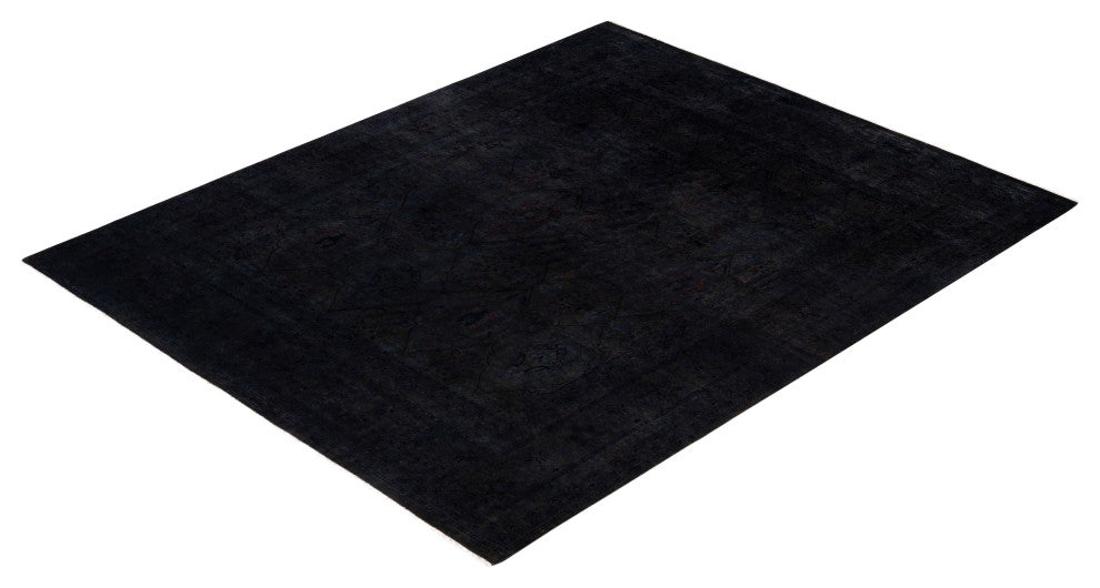 Overdyed One-of-a-Kind Hand-Knotted Area Rug Black, 8' 3" x 9' 10"