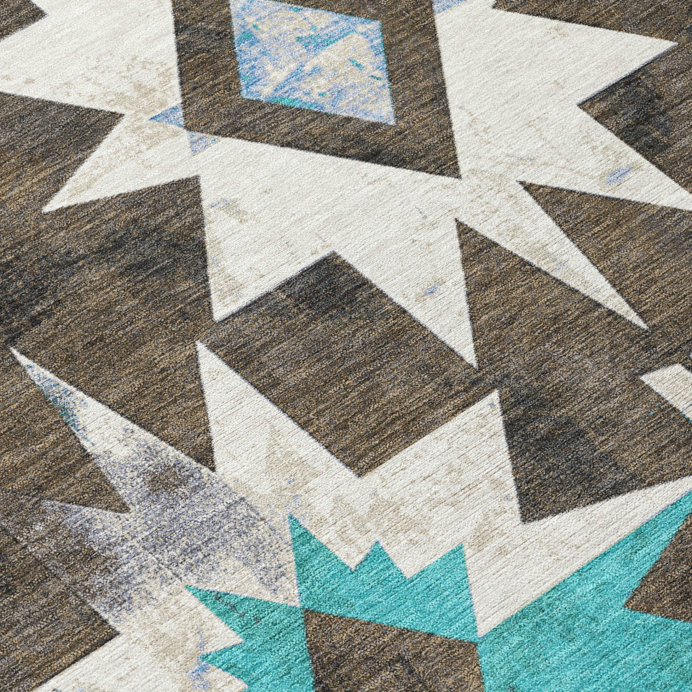 Machine Washable Indoor/Outdoor Chantille ACN1893 Brown 5' x 7'6" Rug
