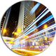 Urban City Traffic Trails, Cityscape Large Disc Metal Wall Art, 23"