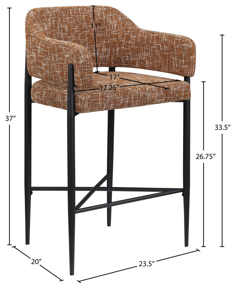 Dame Upholstered Bar and Counter Stool, Cognac
