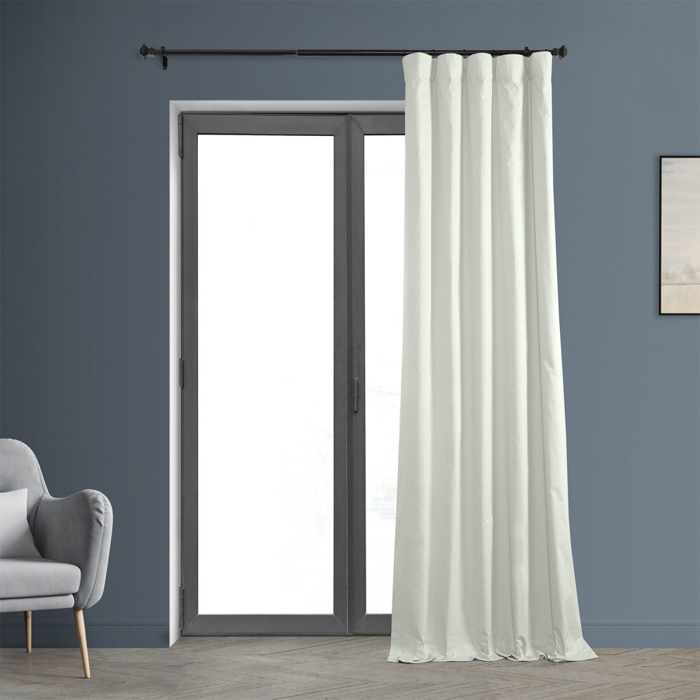 Solid Cotton Blackout Curtain Single Panel, Warm Off-White, 50"x120"