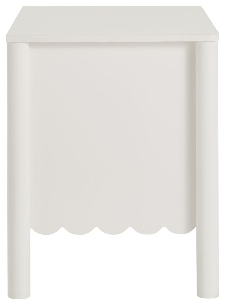 Emmeline Scalloped 2-Drawer Nightstand, White
