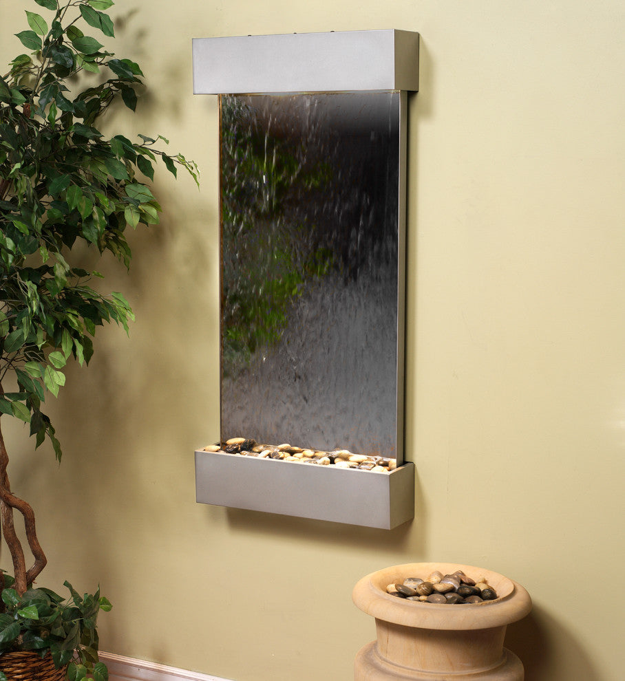 Whispering Creek Water Feature by Adagio, Silver Mirror, Silver Metallic