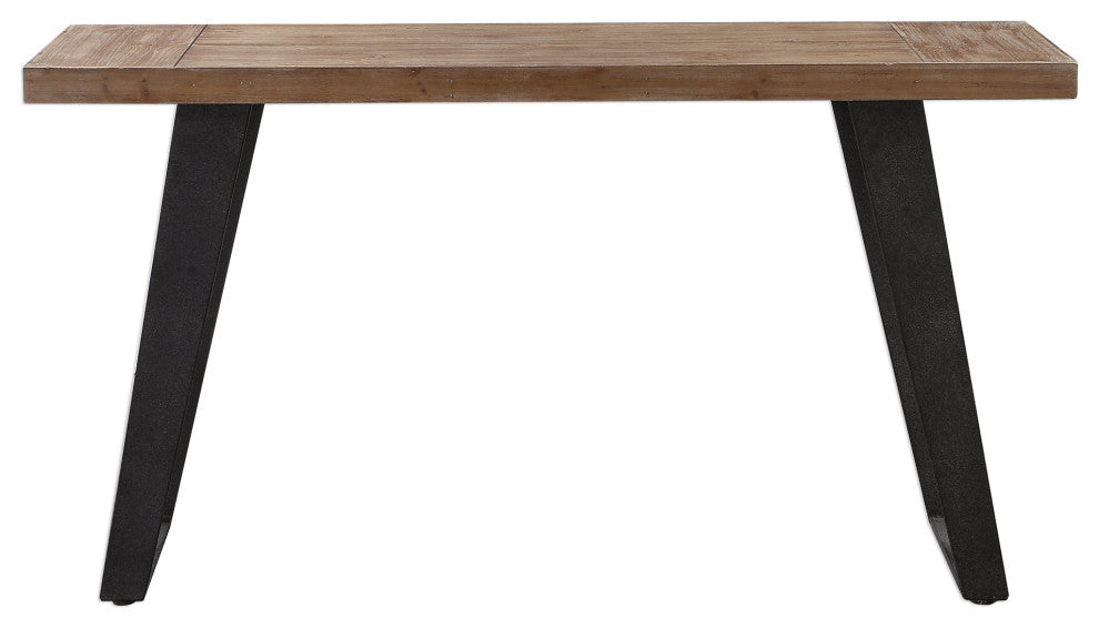 Minimalist Midcentury Modern Console Table Architectural Industrial Oak Black