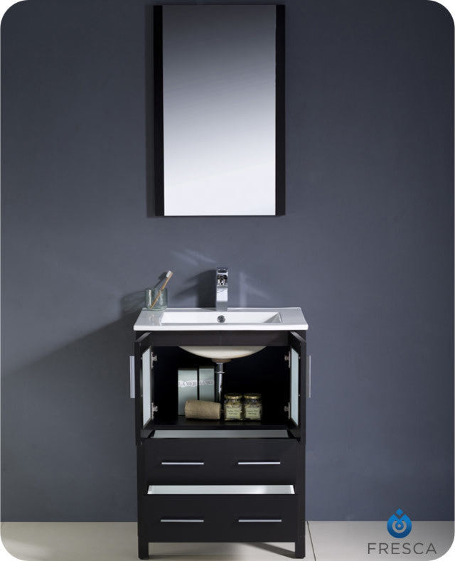 Torino 24" Espresso Modern Bathroom Vanity With Integrated Sink, FFT3111CH
