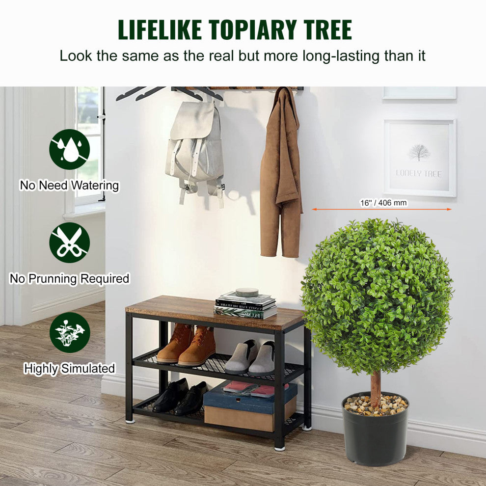 VEVOR 2' Artificial Topiary Tree Faux Plant w/ Replaceable Leaves Home Decor