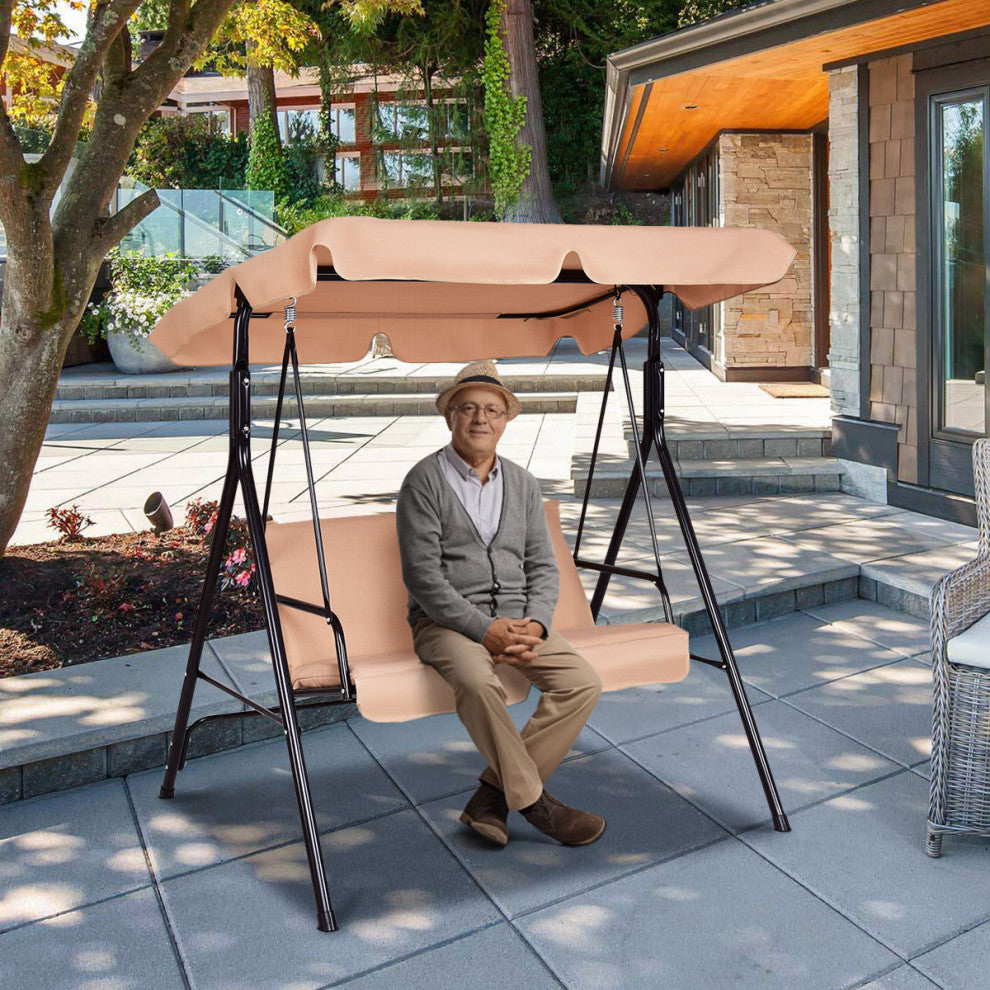 Costway Loveseat Patio Canopy Swing Hammock Cushioned Steel Frame Outdoor