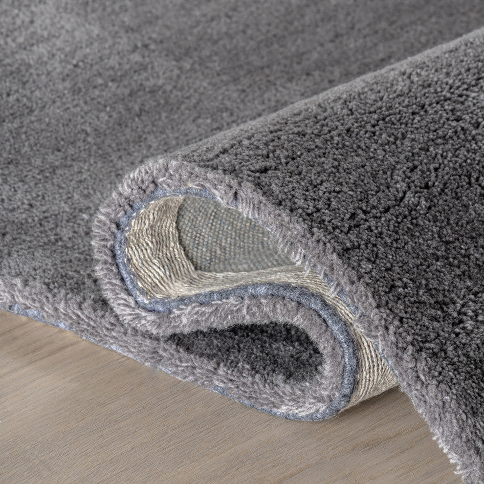 Gaia New Zealand Wool Shag Area Rug, Dark Grey 3' x 5'