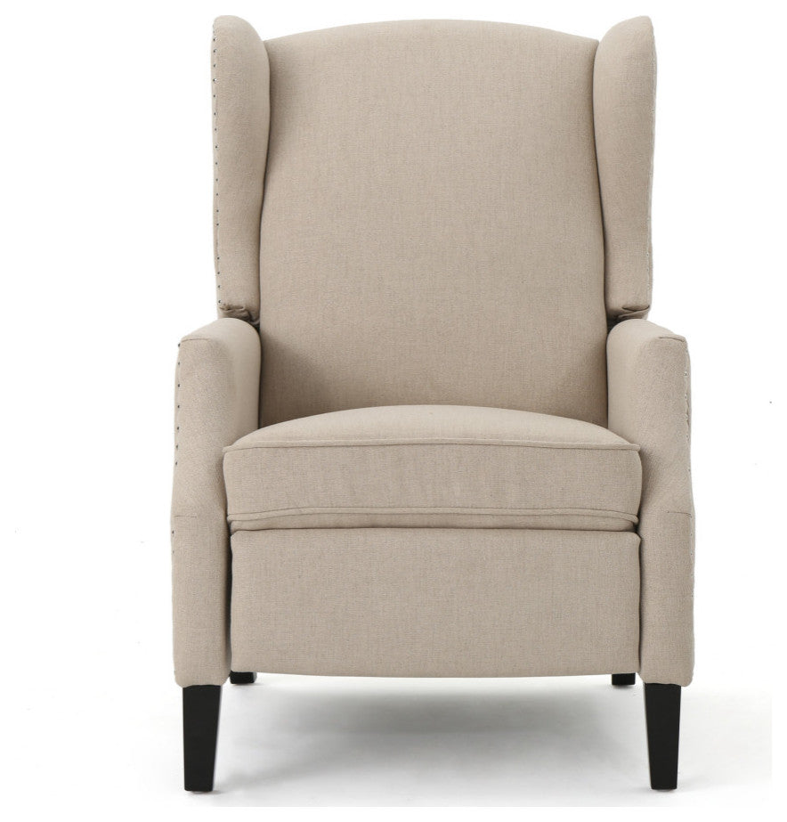 GDF Studio Corbin Fabric Recliner, Set of 2, Wheat and Dark Brown