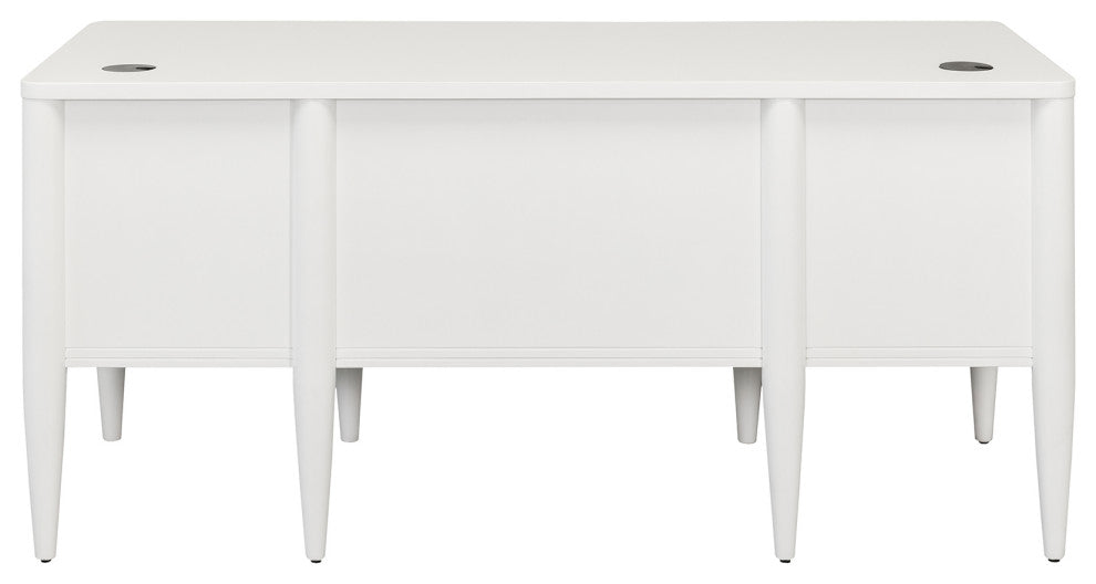 Contemporary Half-Pedestal Desk, Office Desk, Accent Desk, White