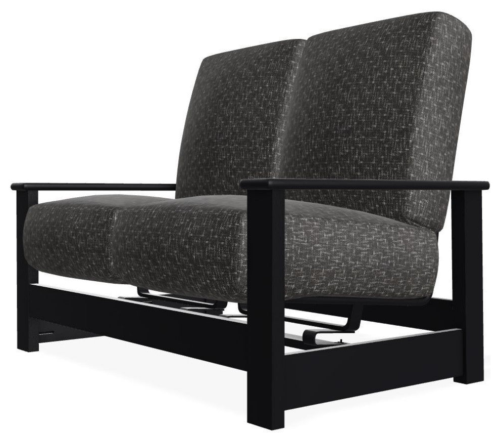 Leeward Deep Seat Outdoor Loveseat with Hidden Motion, Hither Char/Black