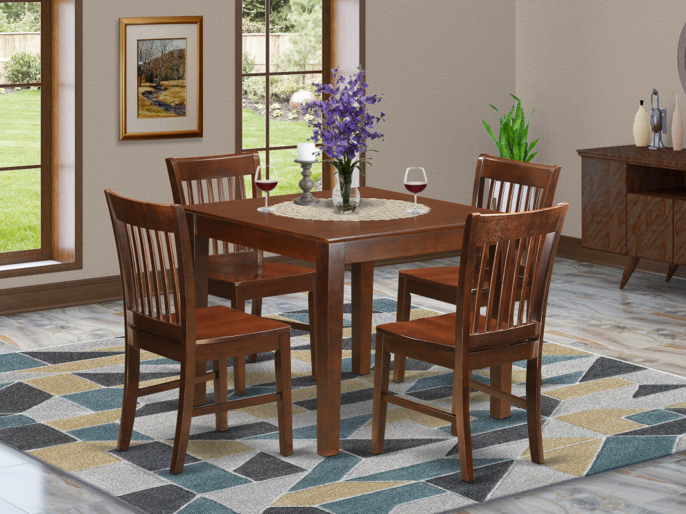 5 Pc Kitchen Table Set With A Table And 4 Dining Chairs In Mahogany