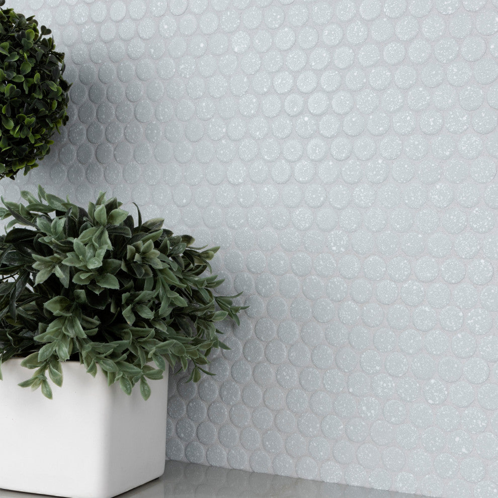 Hudson Penny Porcelain Mosaic Floor and Wall Tile, Crystalline Grey
