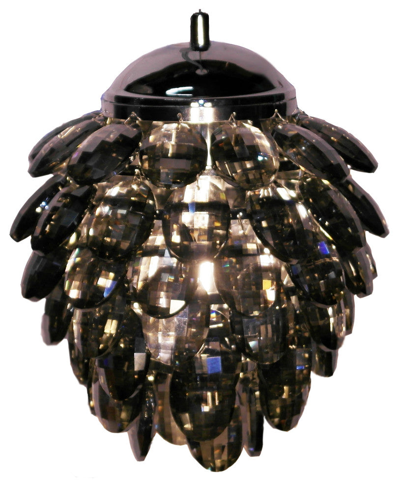 Crystal Pineapple Single Pendant Light, Smoke