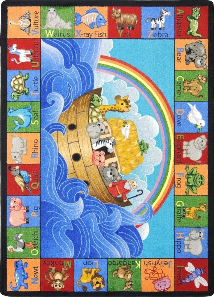 Kid Essentials Rug, Noah's Alphabet Animals, 5'4"x7'8"