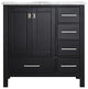 Gela 36" Vanity in Espresso with Carrara White Marble Countertop Without Mirror