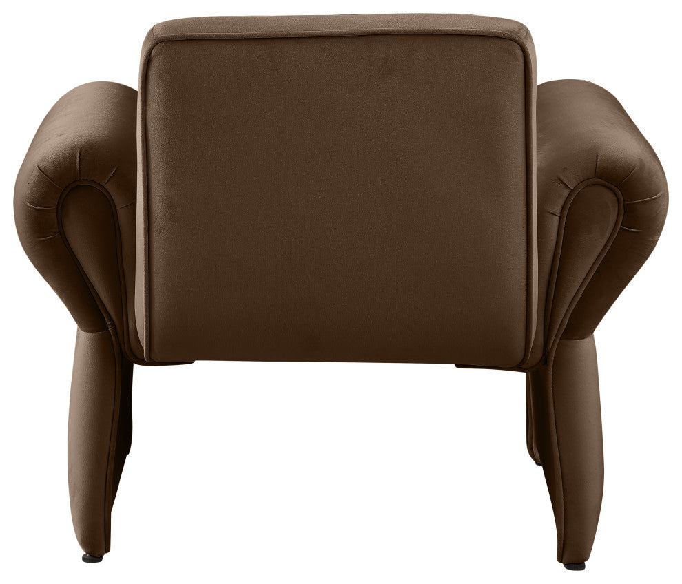 Fleurette Velvet Accent Chair, Brown