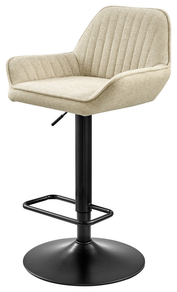 Luther Fabric Gaslift Swivel Bar Stool, Set of 2, Strata Cream