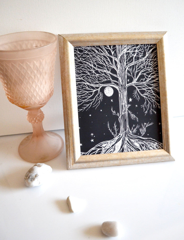 Tree of Life Wall Print, Black and White Tree Fine Art Print "Sacred Tree"