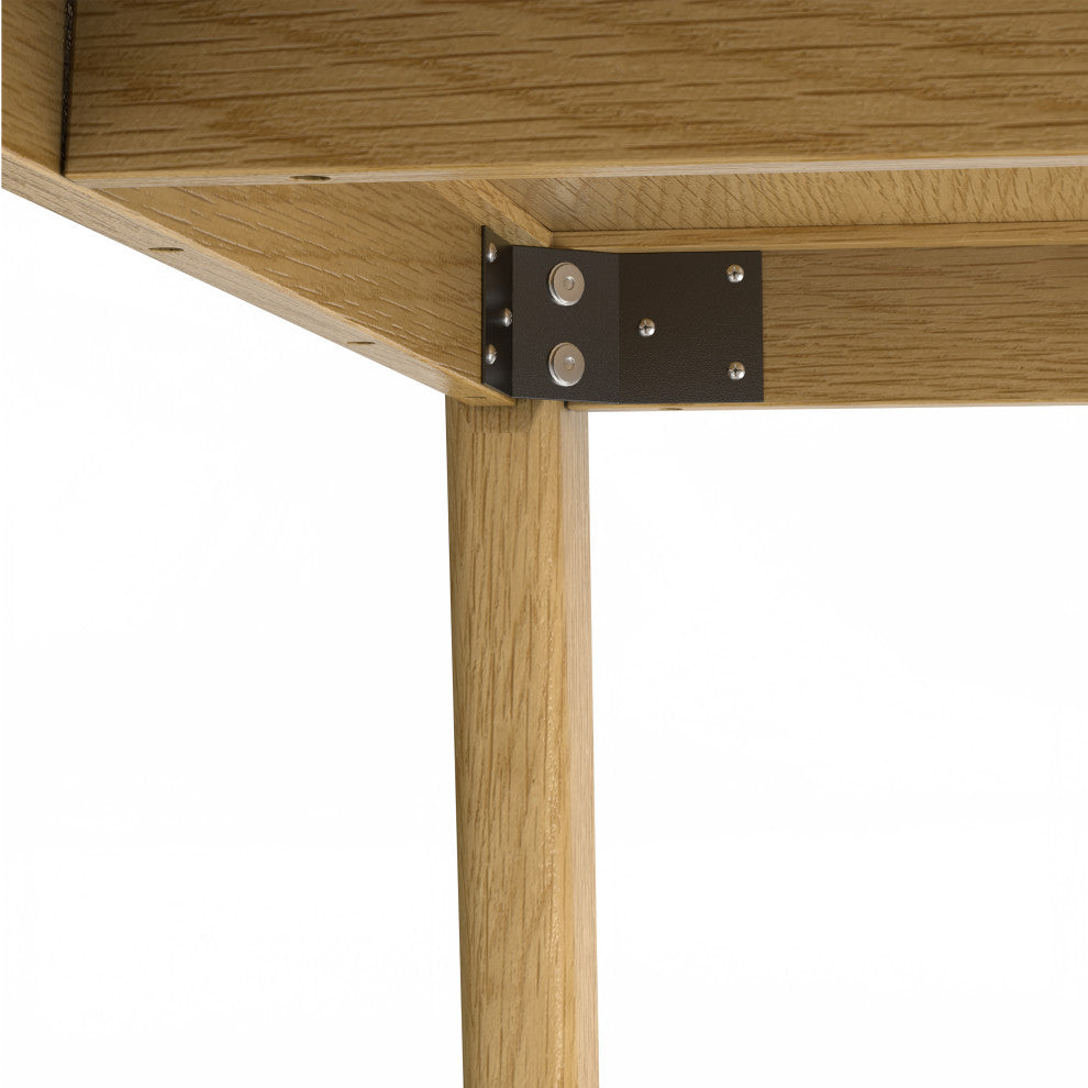 Draper Solid Wood Mid Century Rectangle Dining Table, Oak Veneer