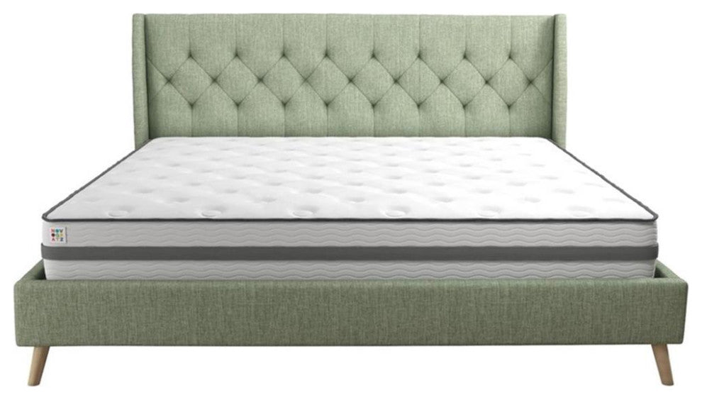 Novogratz Her Majesty King Bed in Light Green Linen