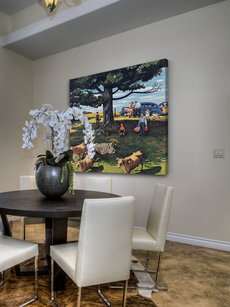 "Shoo the Moos" Painting Print on Canvas by Stevan Dohanos