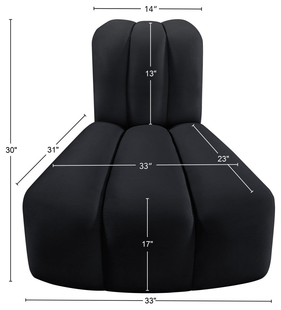 Arc Upholstered Modular Component, Black, 1-Piece: Reverse Corner, Velvet