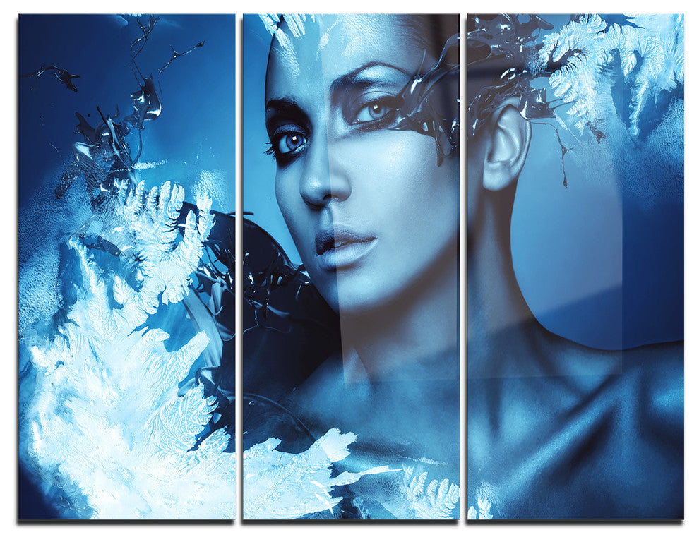 "Woman With Snow Splash" Metal Wall Art, 3 Panels, 36"x28"