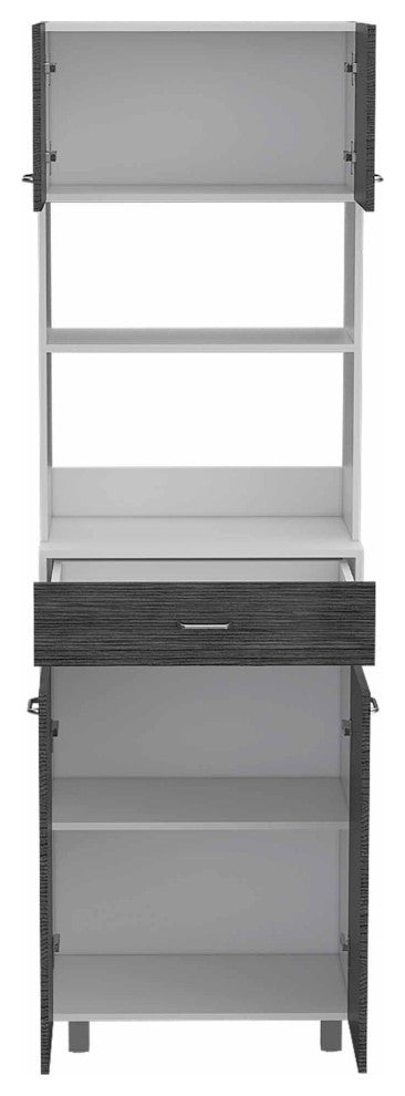 Auburn Microwave Pantry Cabinet, White-Smokey Oak