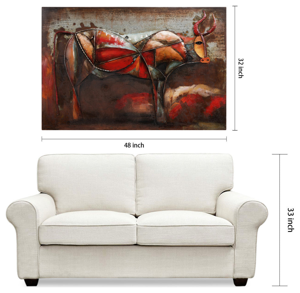 "Bullish" Primo Mixed Media Hand Painted Iron Wall Sculpture