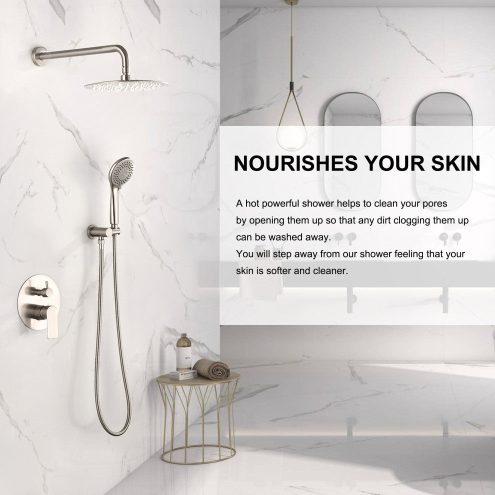 Complete Shower System With Rough-In Valve, Brushed Nickel