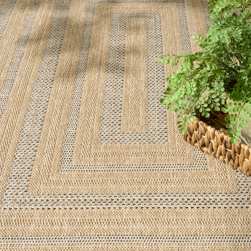 Nourison Tulum 4' x 6' Taupe Grey Outdoor Rug