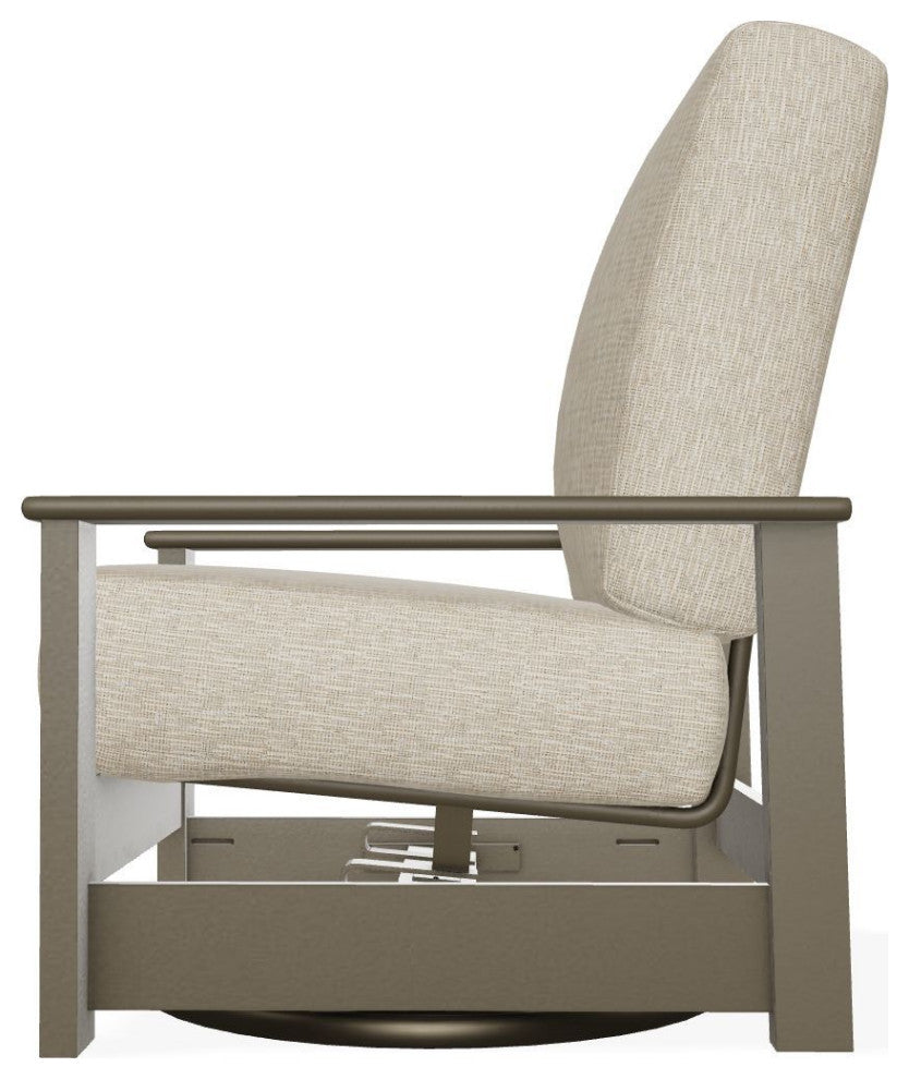 Leeward Deep Seat Outdoor Hidden Swivel Rocker, Grasscloth Dune/Beachwood