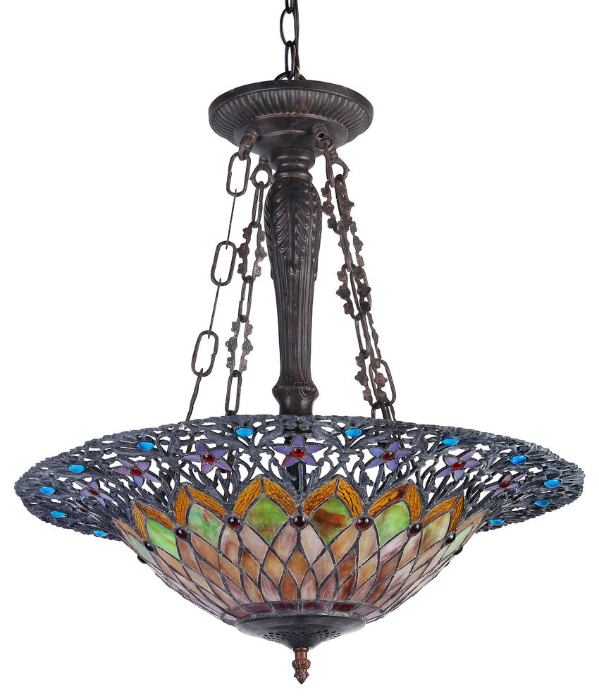 CAMILA Tiffany-style 3 Light Inverted Ceiling Pendant 22inches Shade
