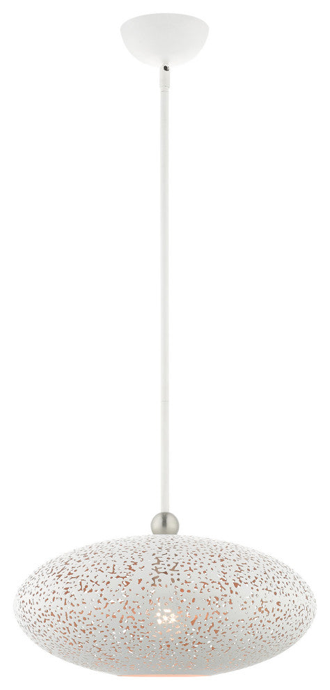 Livex Lighting Charlton 1 Light White With Brushed Nickel Accents Medium Pendant