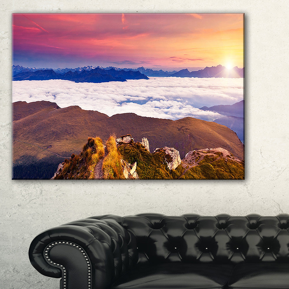 "Foggy Val Gardena Valley Panorama" Seashore Wall Art, 1 Panel, 60"x28"