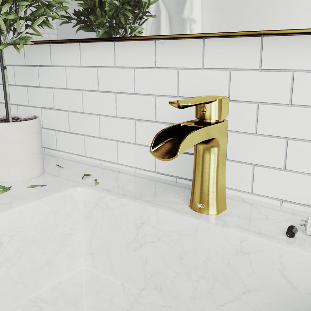 VIGO Paloma 7" H Single Handle Single Hole Bathroom Faucet, Matte Brushed Gold, Without Extras