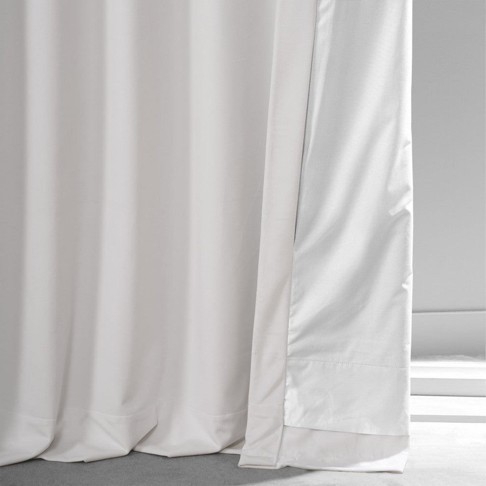 Signature Plush Velvet Blackout Curtain Single Panel, Misty White, 50"w X 96"l