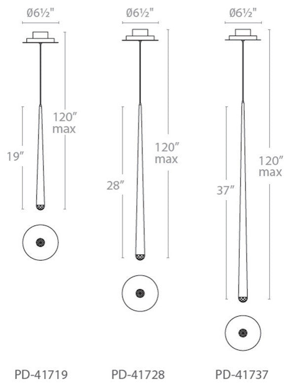 Modern Forms Cascade 37" LED Single Light Pendant in Polished Nickel